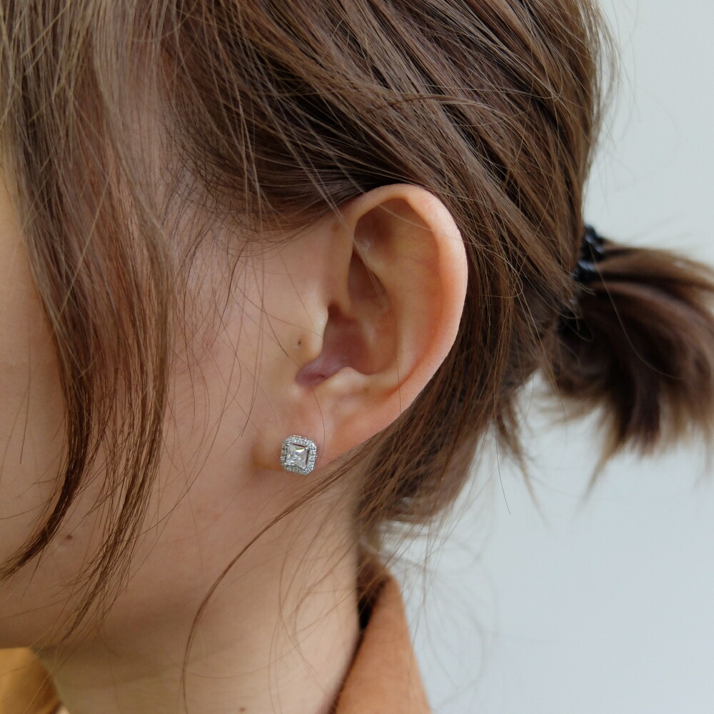 楽天市場】K10 ホワイトゴールド モアサナイト スクエア 一粒 ピアス