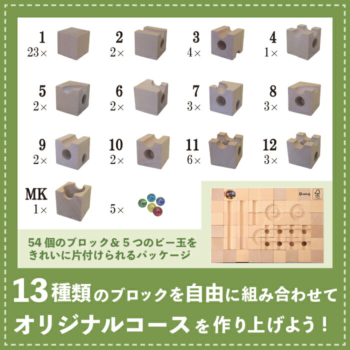 楽天市場】CUBLOCK 知育玩具 積み木 スタンダード 54個 ビー玉