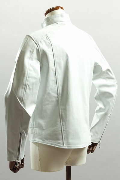UKシングルライダースジャケット ホワイト【ライダースジャケット、革