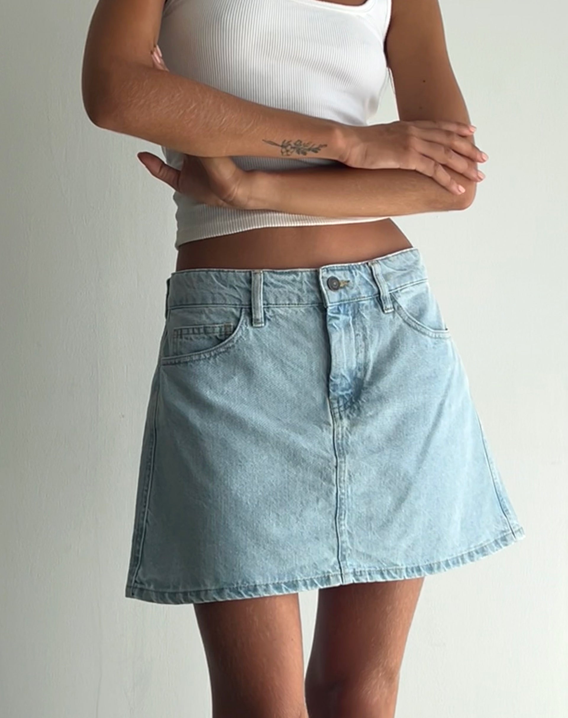 Denim Blue Bleach A-Line Skirt | Mini – motelrocks-com-us