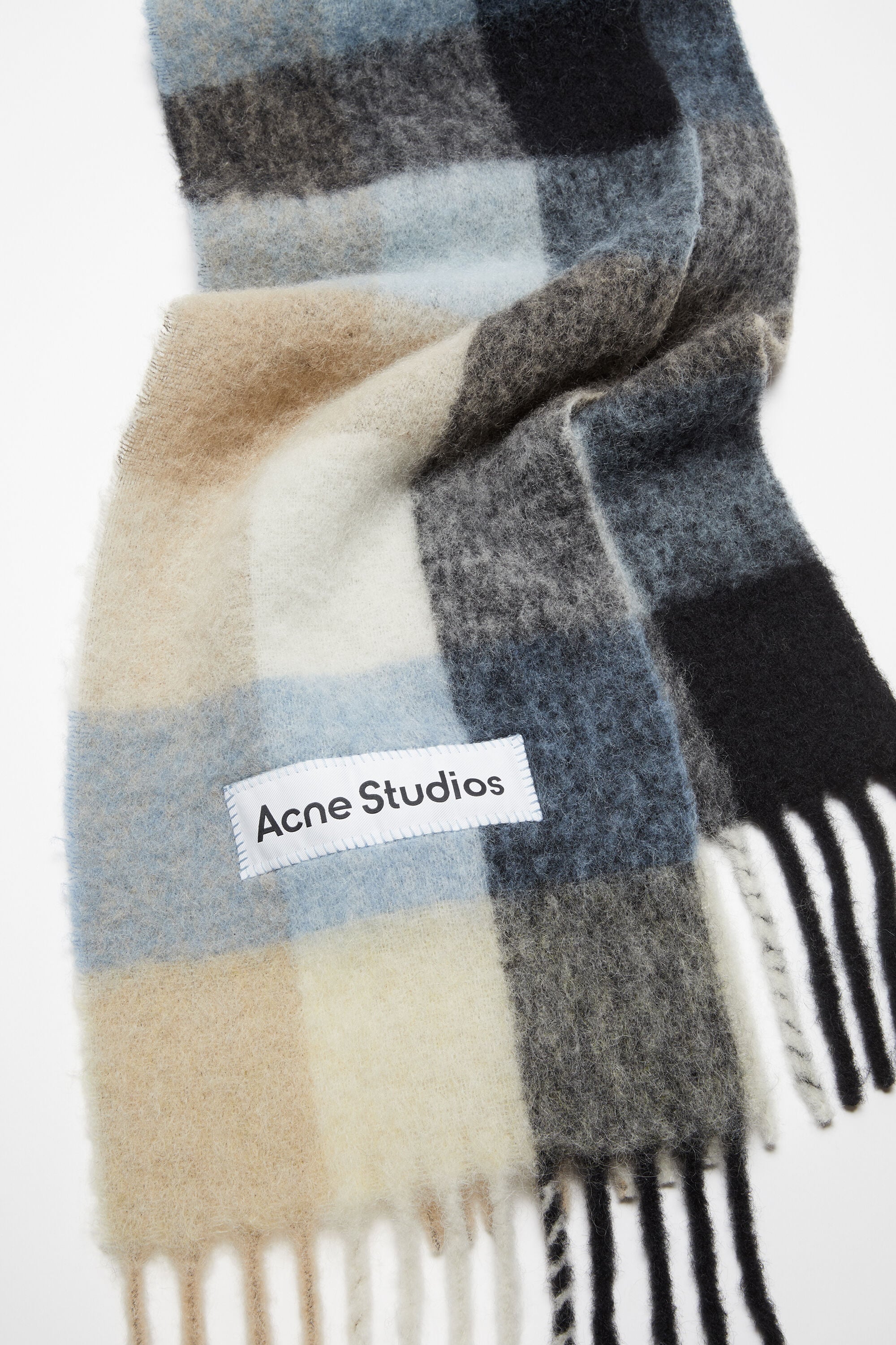 Acne Studios - モヘアチェックスカーフ - ブルー/ベージュ/ブラック