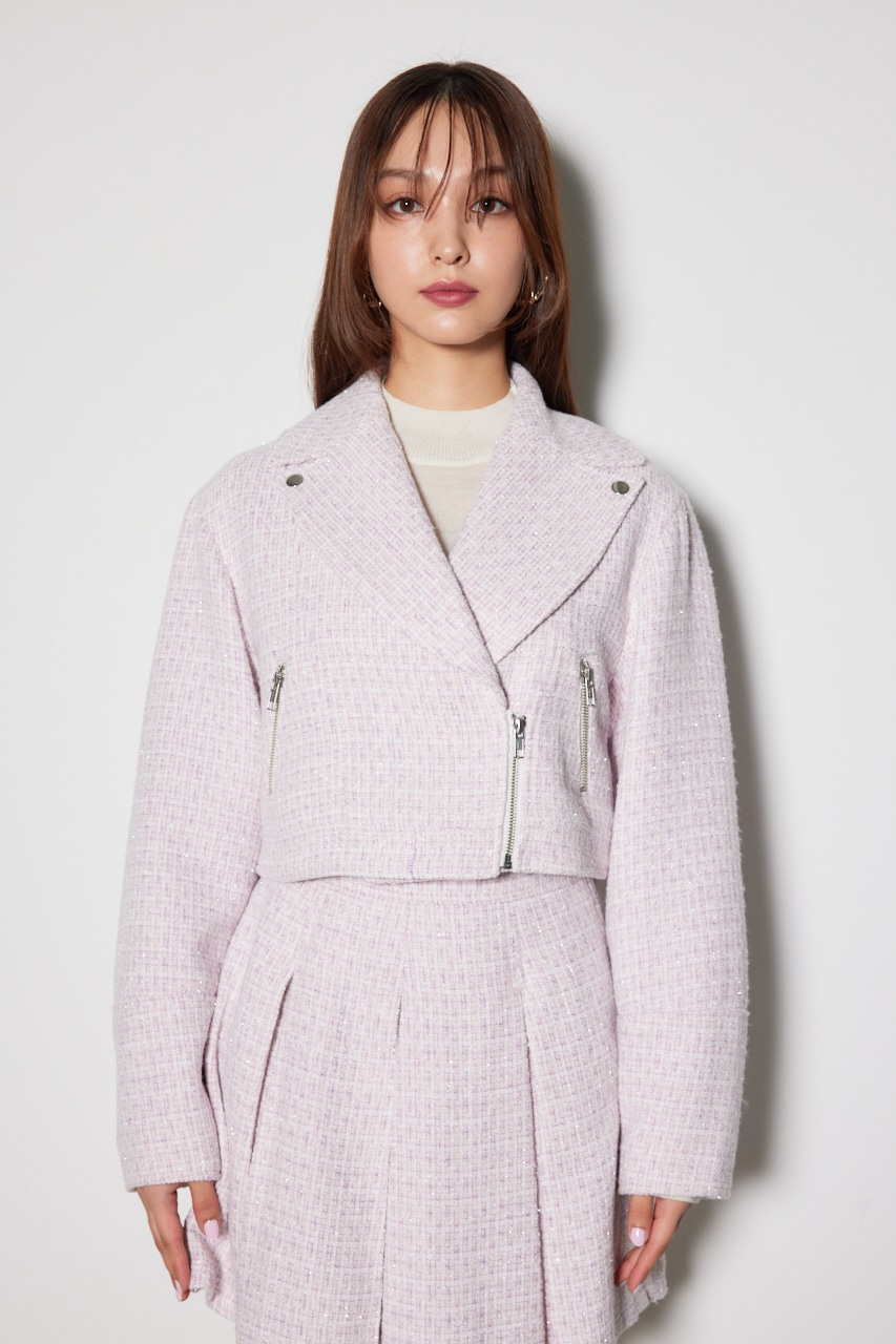 rienda | ツイードショートライダースジャケット (ジャケット ) |SHEL