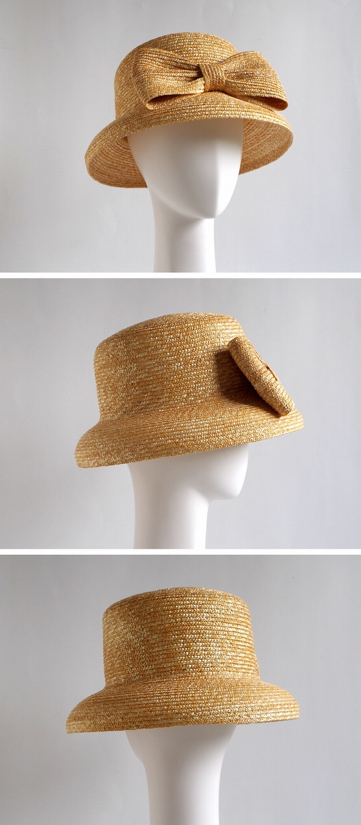 GREVI グレヴィ帽子】前 リボン 麦わら帽子 ストローハット UVカット