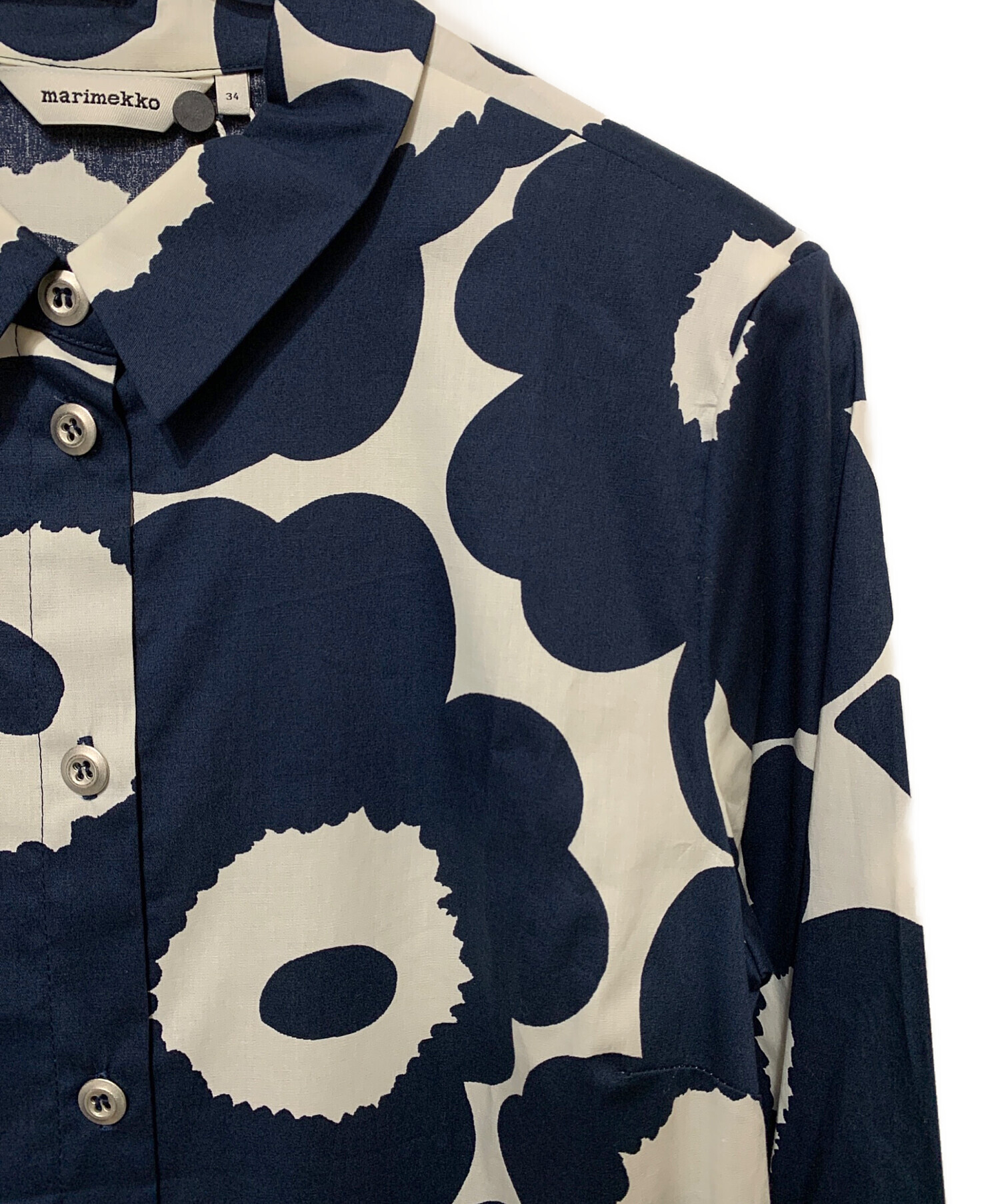 中古・古着通販】marimekko (マリメッコ) シャツワンピース ネイビー