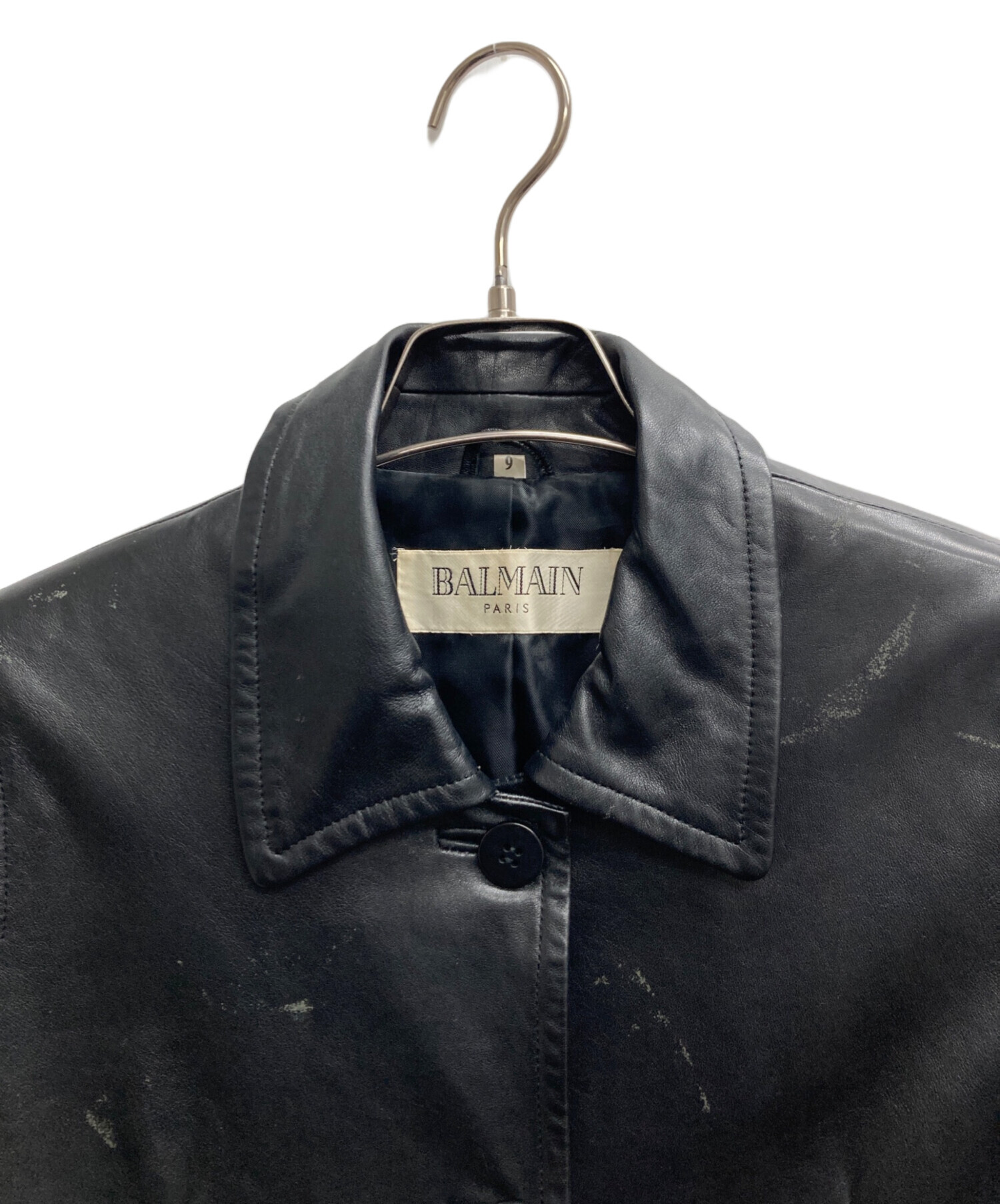 中古・古着通販】BALMAIN (バルマン) ラムレザージャケット ブラック
