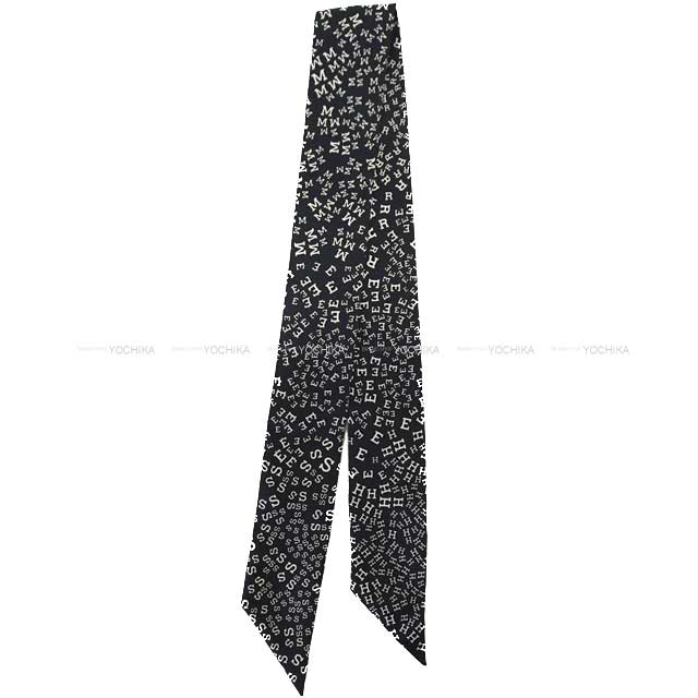 HERMES エルメス スカーフ ツイリー ロゴ アルファベット 黒 (ブラック