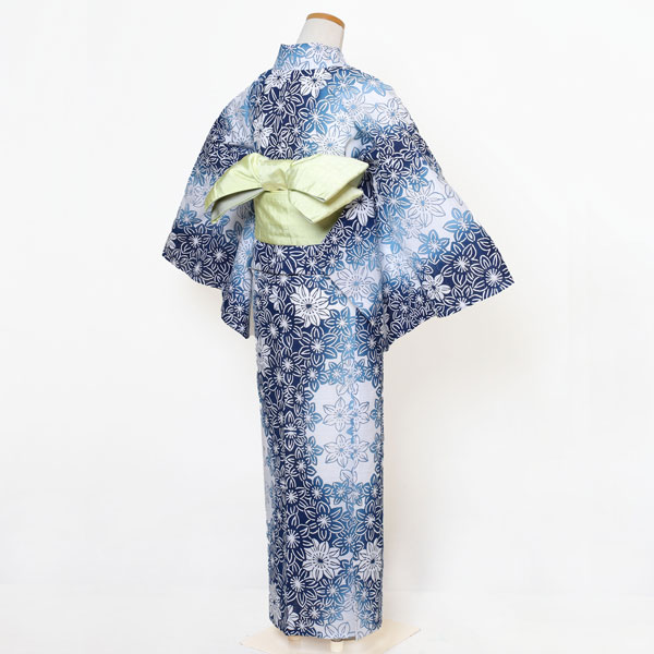 仕立上り】【日本製】【注染(本染め)】【浴衣単品】水面に広がる花の影