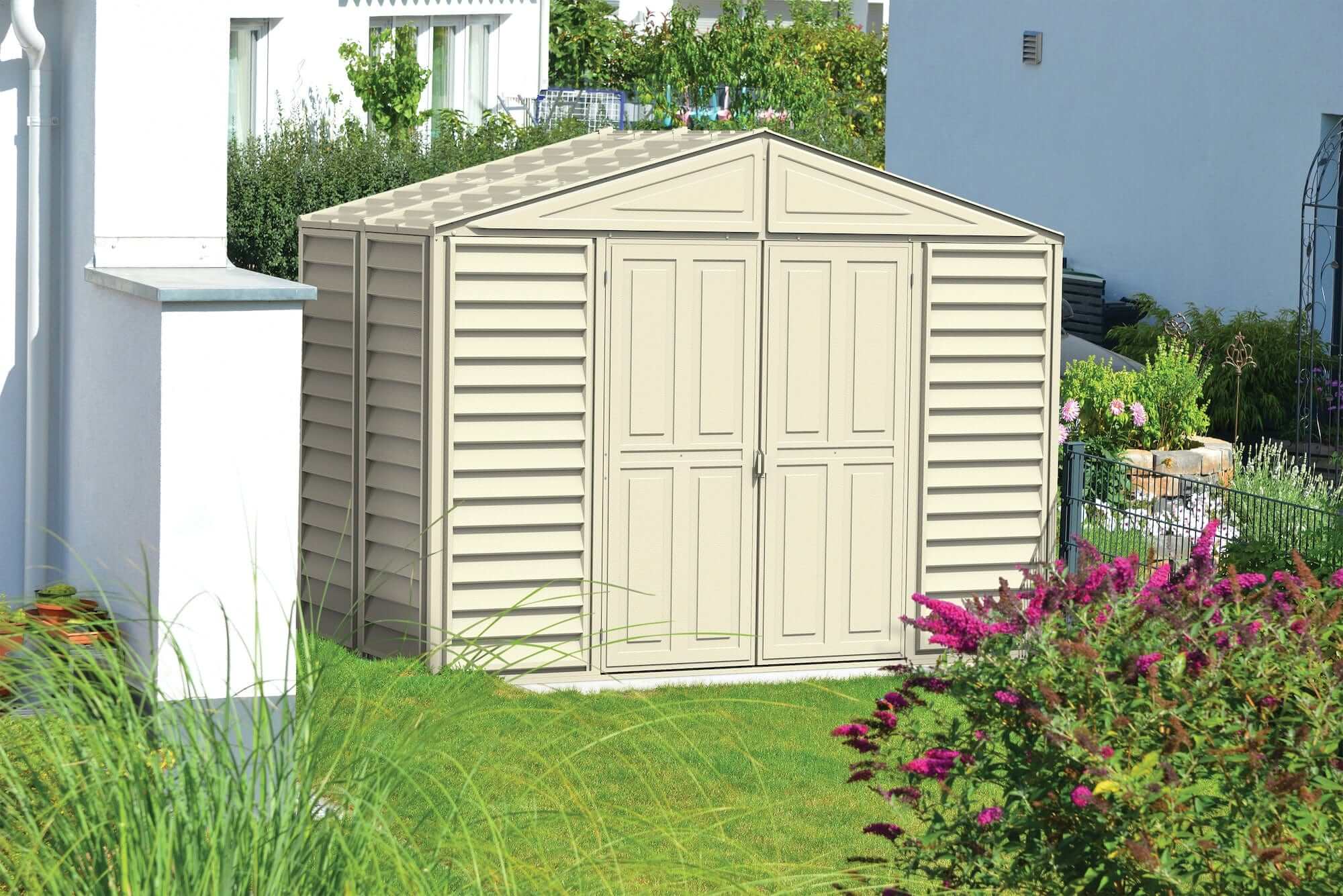 Duramax 10.5x5 WoodBridge Vinyl Shed with Foundation Kit