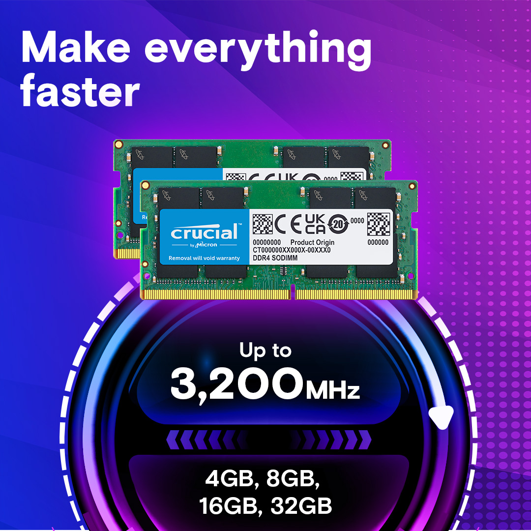 Crucial 32GB DDR4-3200 SODIMM | CT32G4SFD832A | crucial.com