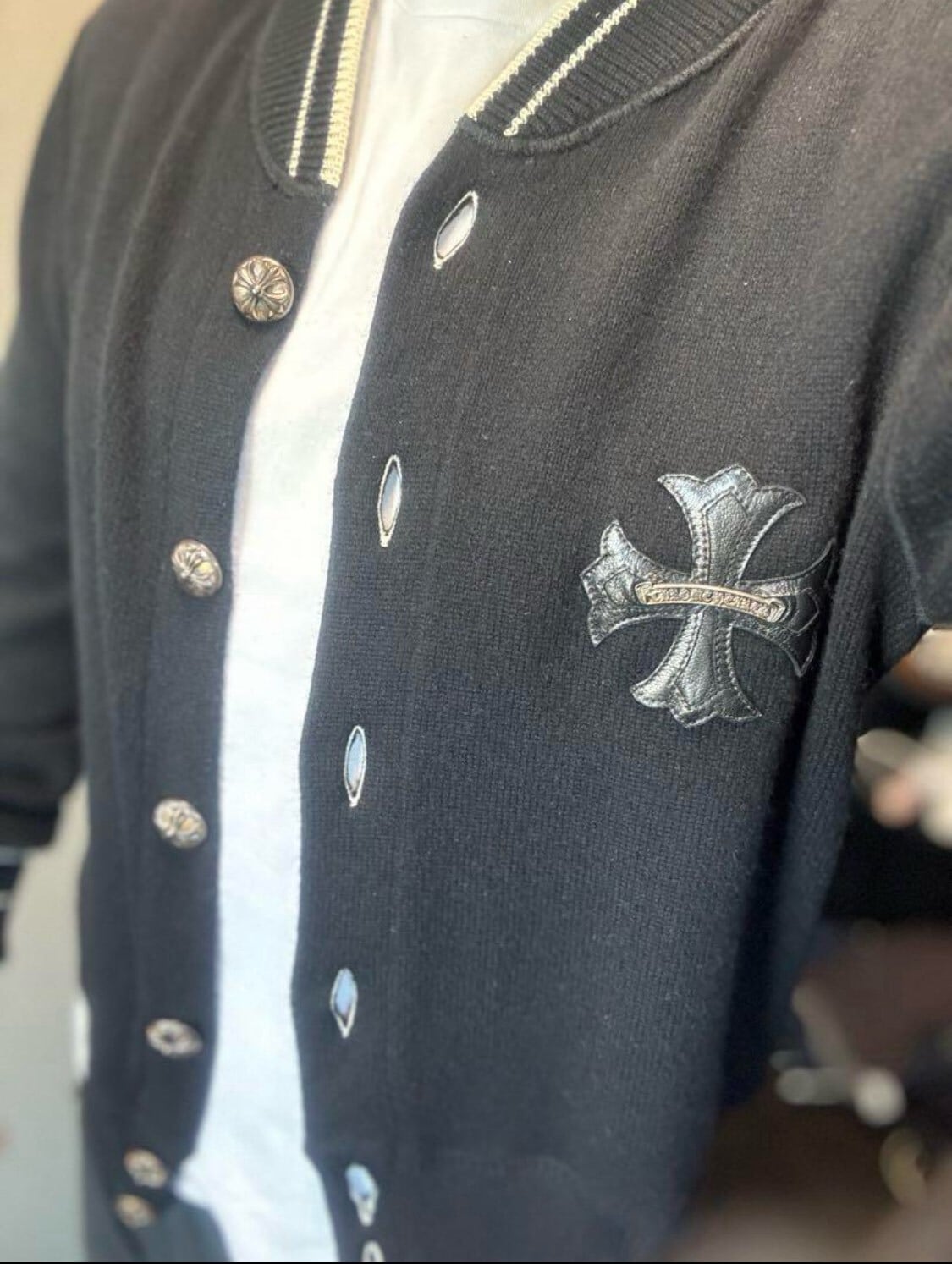 CHROME HEARTS クロムハーツ カシミヤ カーディガン クロス刺繍