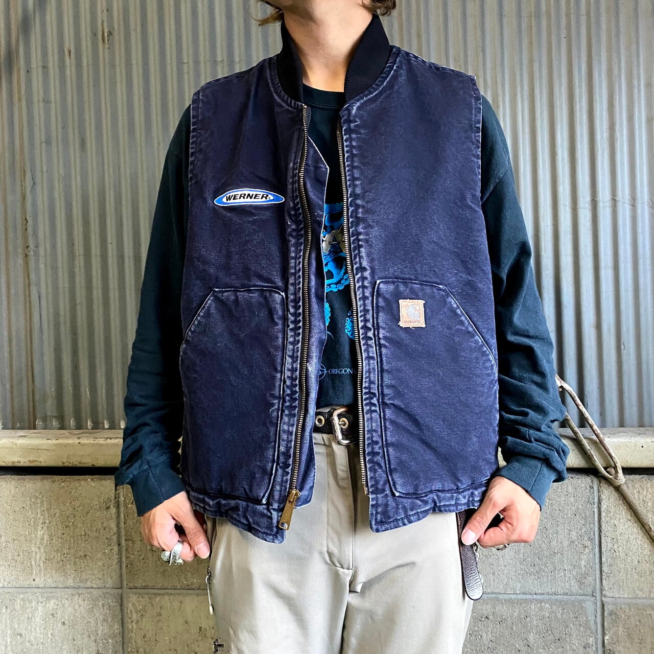 Carhartt カーハート ダック地 ベスト キルティングライナー 企業ロゴ