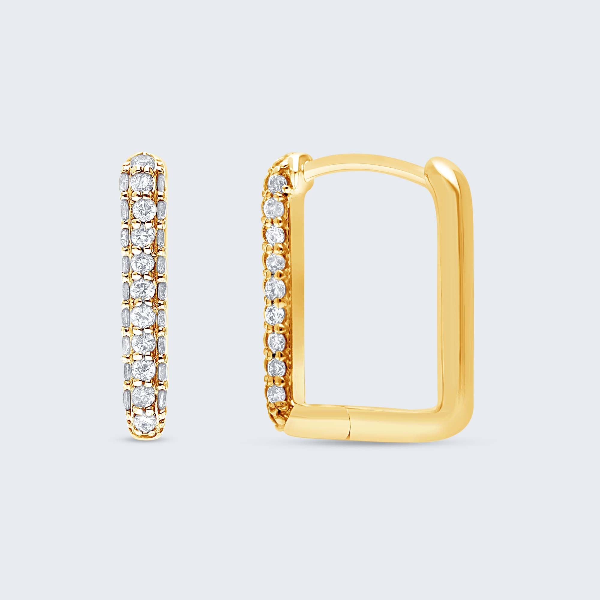 ダイヤモンド スクエアフープ ピアス – 18Kホワイトゴールド/イエロー