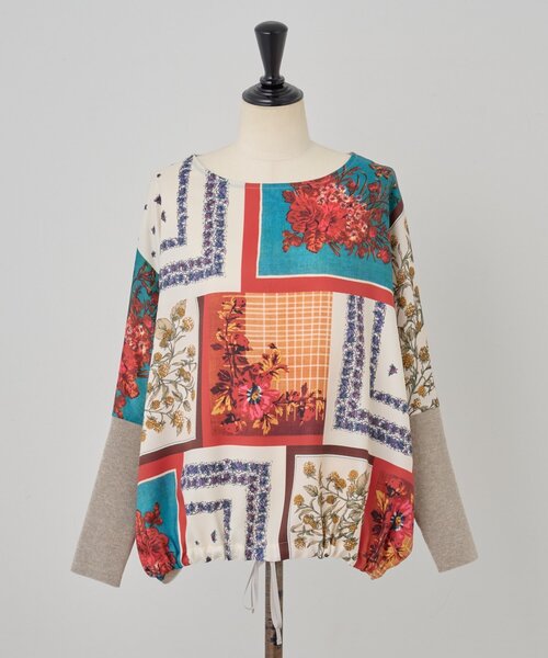 スカーフパッチワークプリントニット（ニット/セーター）｜BEARDSLEY