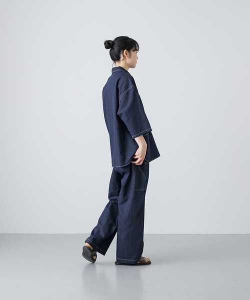 かぐれ（カグレ）の「コットンリネンデニムペインターパンツ（デニム