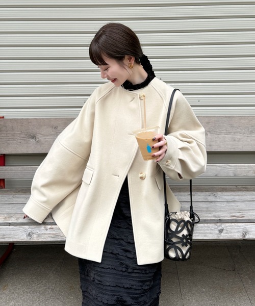 hinari（ヒナリ）の「ウェーブデザインミドルコート（その他アウター