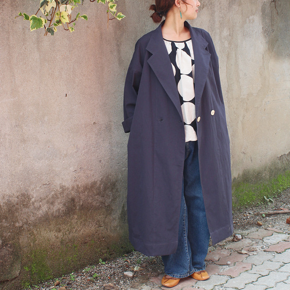 エンフォルド チェスターコート コクーン ロング ダークネイビー 36