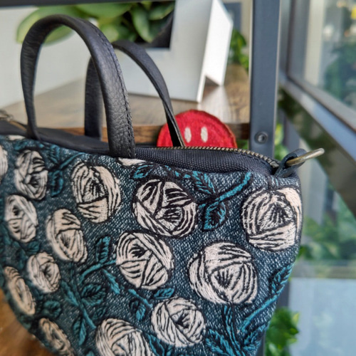 ご予約品】ミナペルホネン rosy ブルーグリーン パニーニ型トート ご
