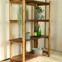 折りたたみ収納ラック 棚 アンティーク風 ダメージ キャンプ