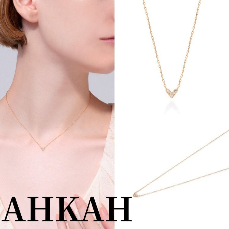 AHKAH】限定 K18 ローラハートネックレス ダイヤ ギフト♪ (AHKAH