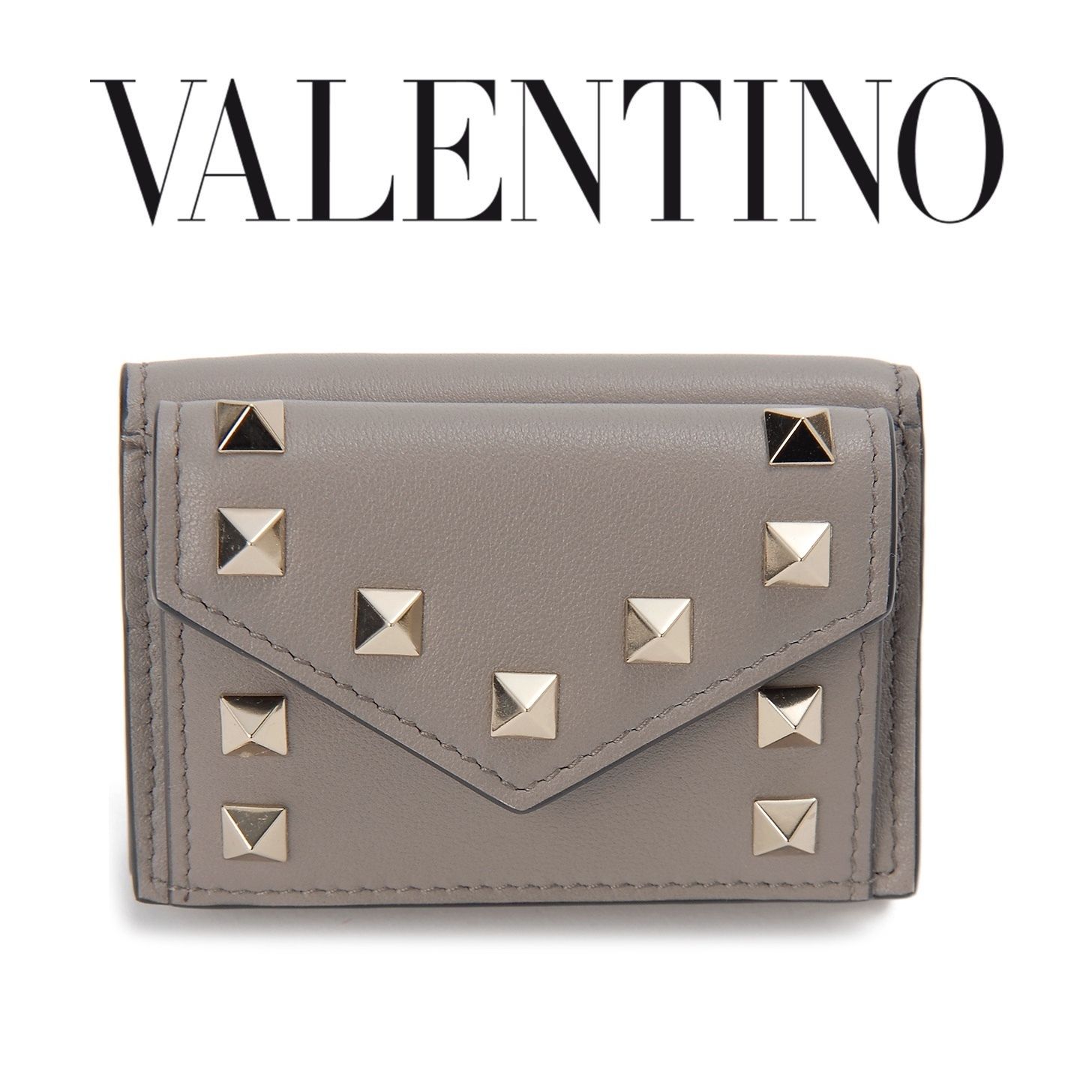 ☆ VALENTINO GARAVANI ☆ ロックスタッズ 3つ折り ミニ財布