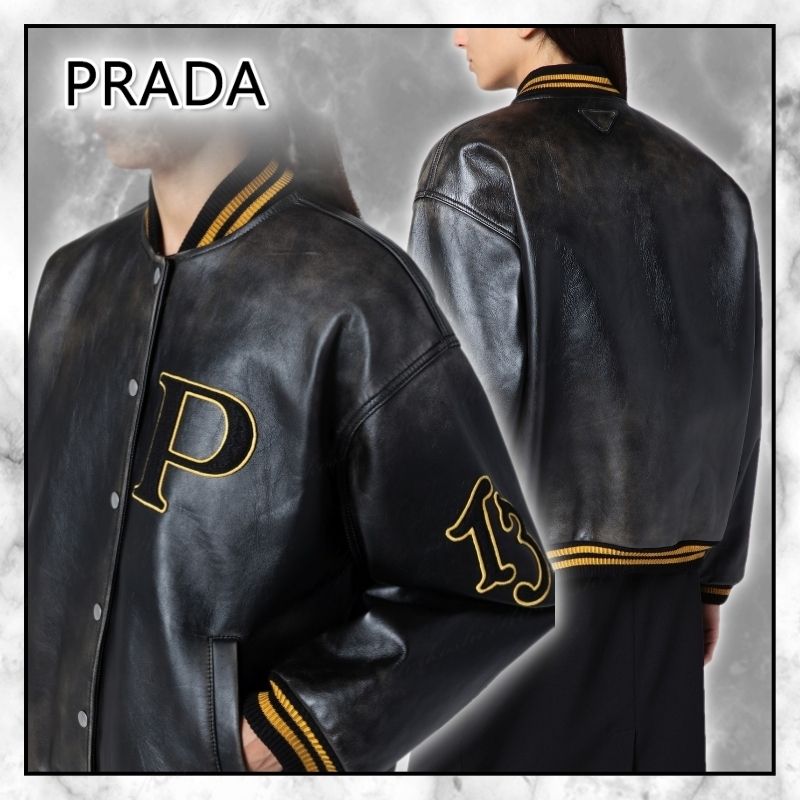 ◇PRADA 最新作◇ヴィンテージ レザー ボンバー ジャケット◇ (PRADA