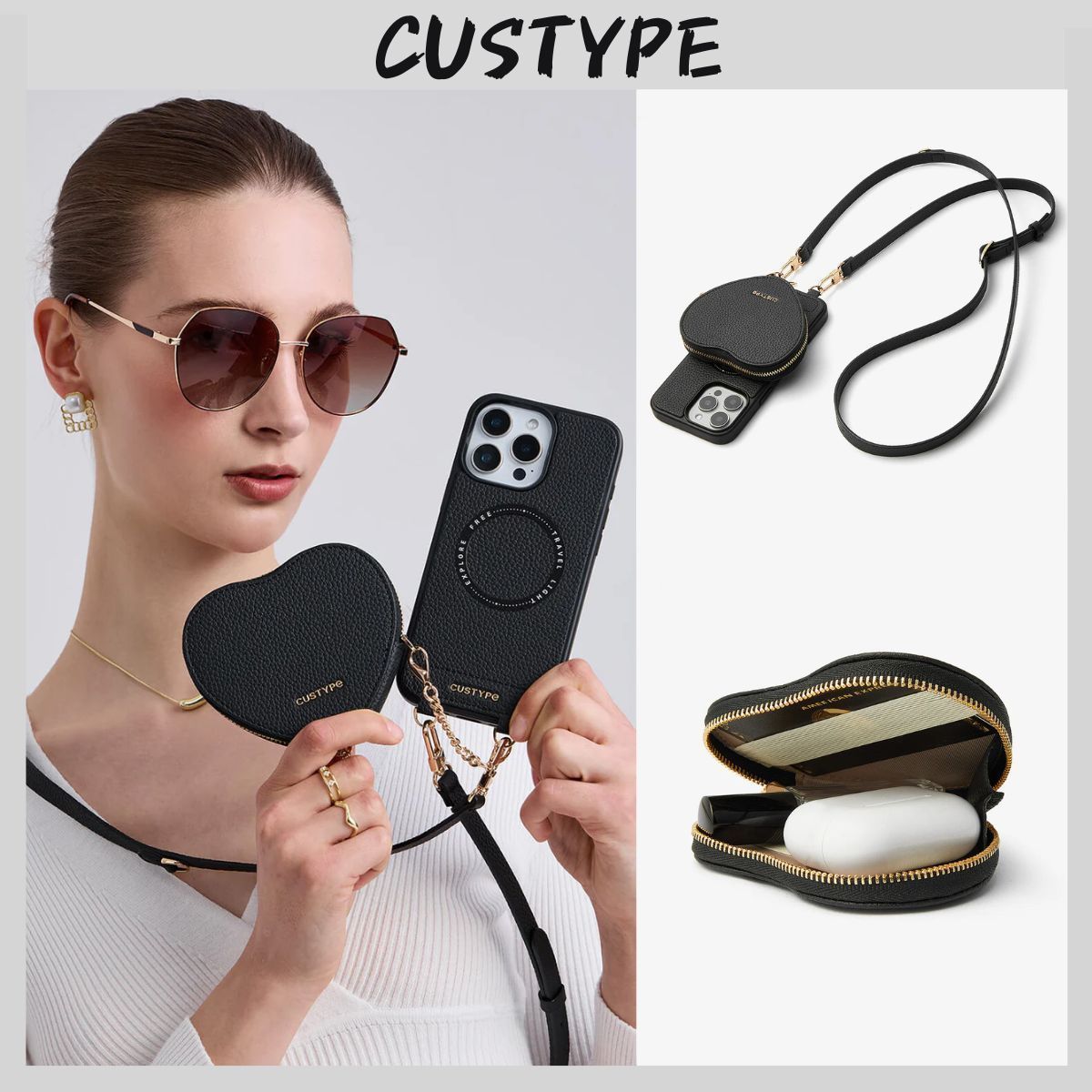 Custype iPhoneケース Heart Design Kit ブラック 送料無料 (Custype