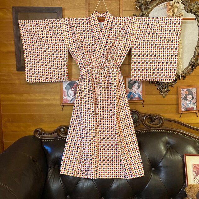 リメイク 着物ワンピース アンサンブル 帯サッシュベルト付き 和洋折衷