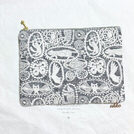 ミナペルホネン runrunrun beige ハンドメイド ポーチ 通帳ポーチにも