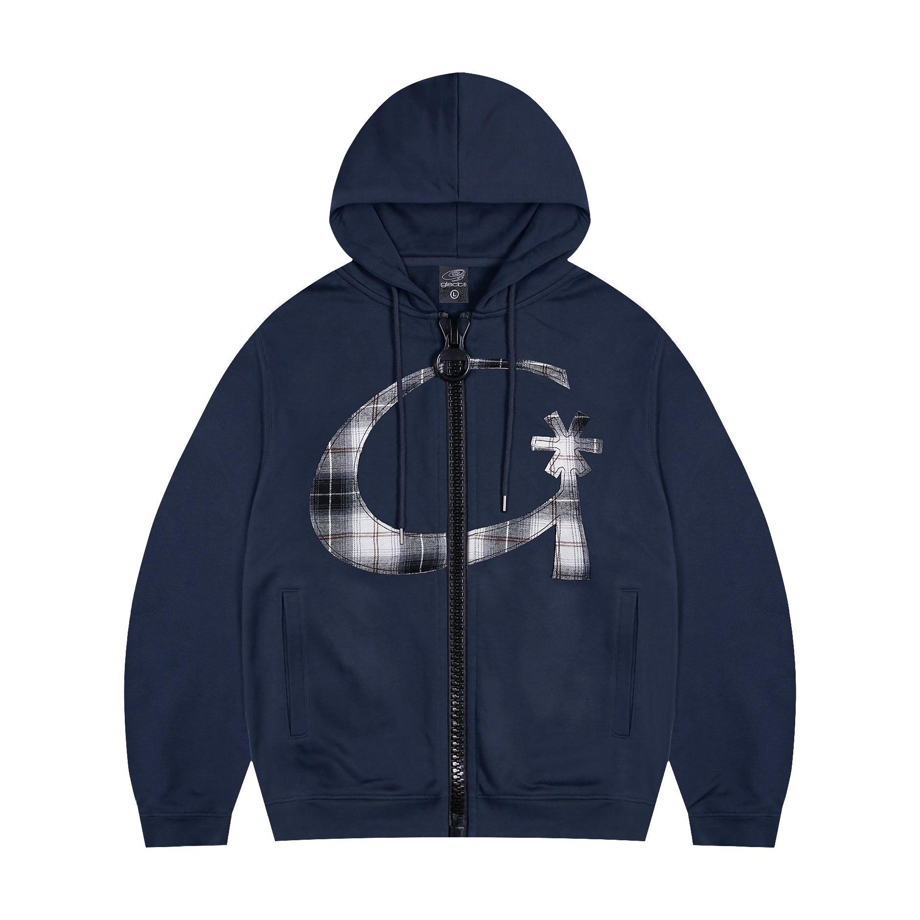 GHD021 ジサイン ビッグジッパー ジップアップパーカー (ネイビー
