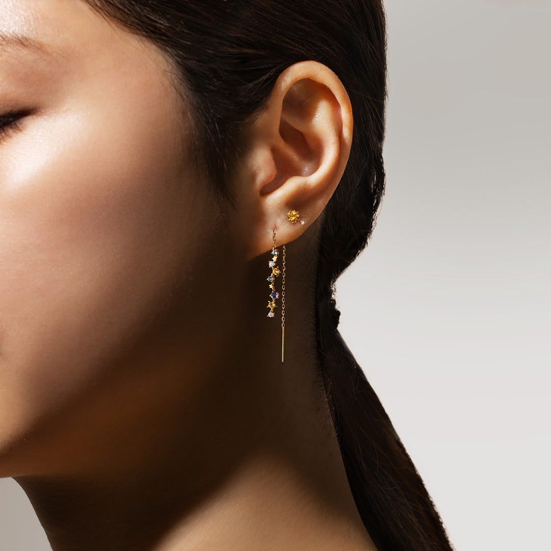 シトリン K18/K10 ピアス(片耳)・アルガ