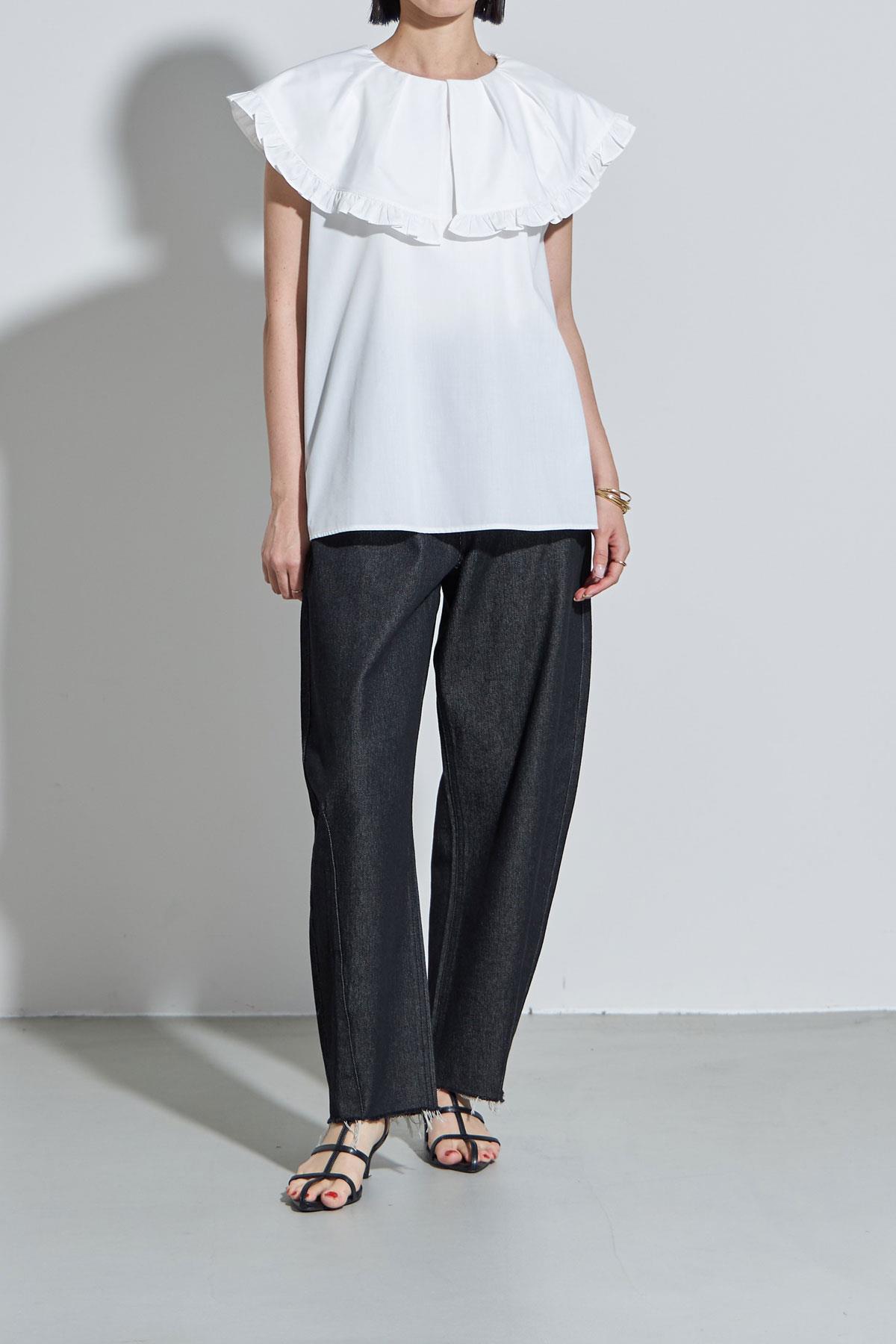 タックフリルカラーチュニック