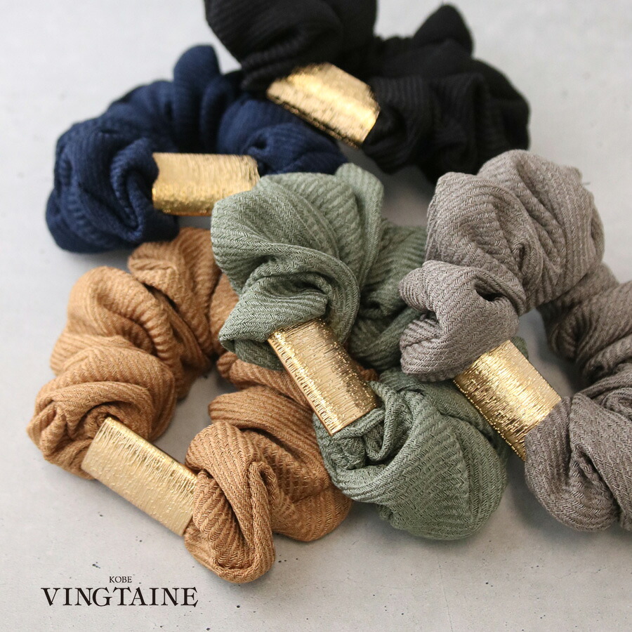 ◇ネコポス送料無料◇メタルプレート付きシュシュ HS-214【mbgt