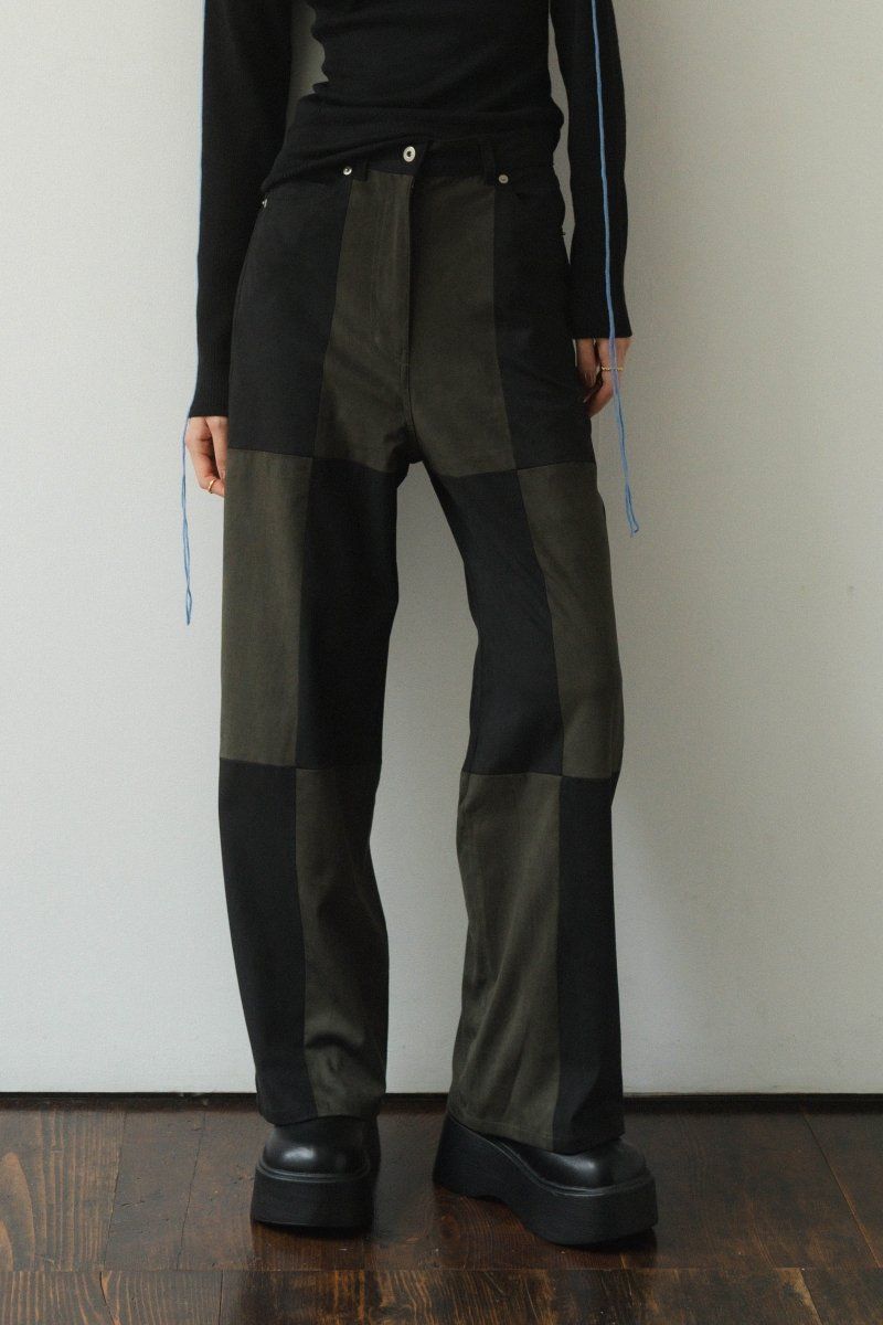 Knuth Marf - block check suede pants / ブロックチェックスエード