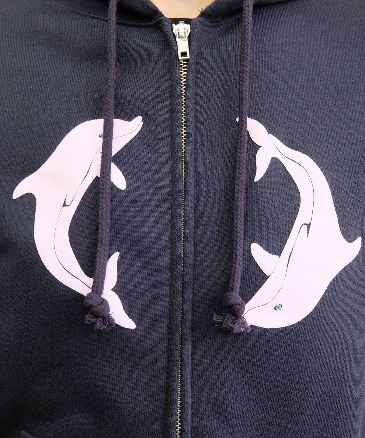 Labyrins Two Dolphins Zip Hoodie Navy | Shury