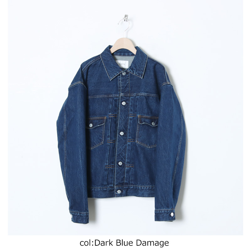 CIOTA (シオタ) Double Pocket Denim Jacket Dark Blue Damage