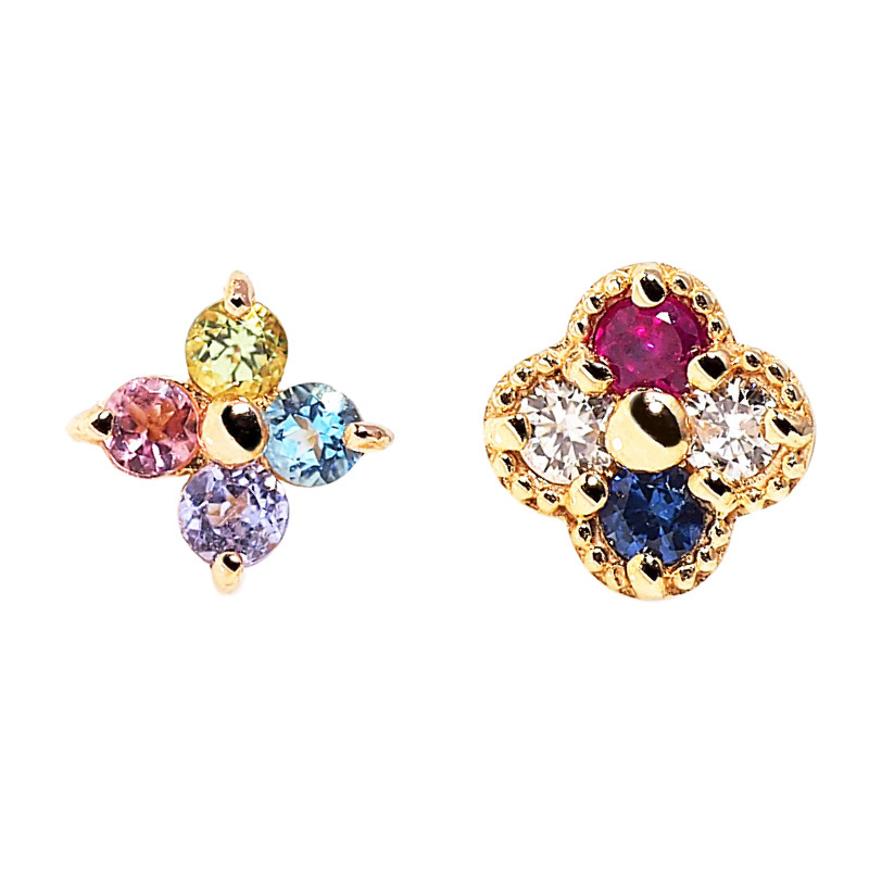 オーダーメイド フラワー ピアス 誕生石 1.5mm 花 Ties Flower