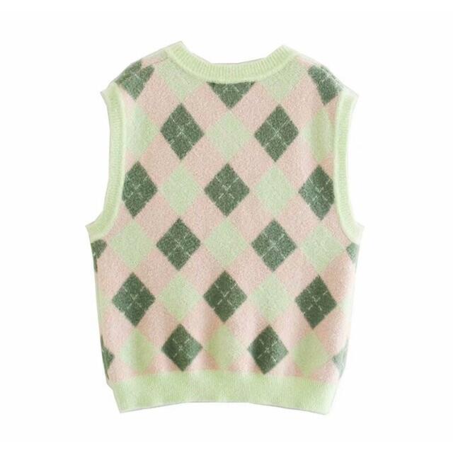 ZARA - 🌰9月新作🌾5571◇アーガイル ダイヤ柄 ニット ベストの通販 by