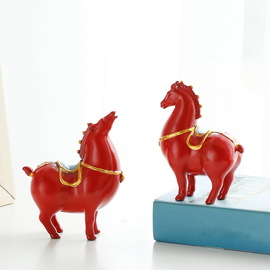Amazon.co.jp: 馬像、成功のためのセラミック唐馬風水置物、創造的な