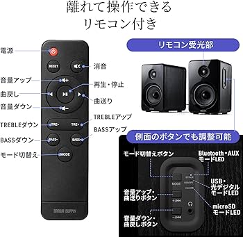 Amazon.co.jp: サンワダイレクト PCスピーカー 高出力80W Bluetooth