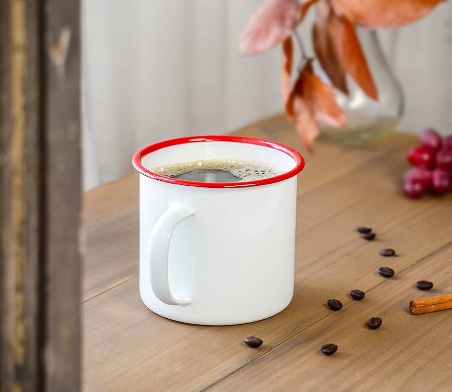Amazon.com | Red Co. Enamelware Metal Large Classic 22 Oz Round