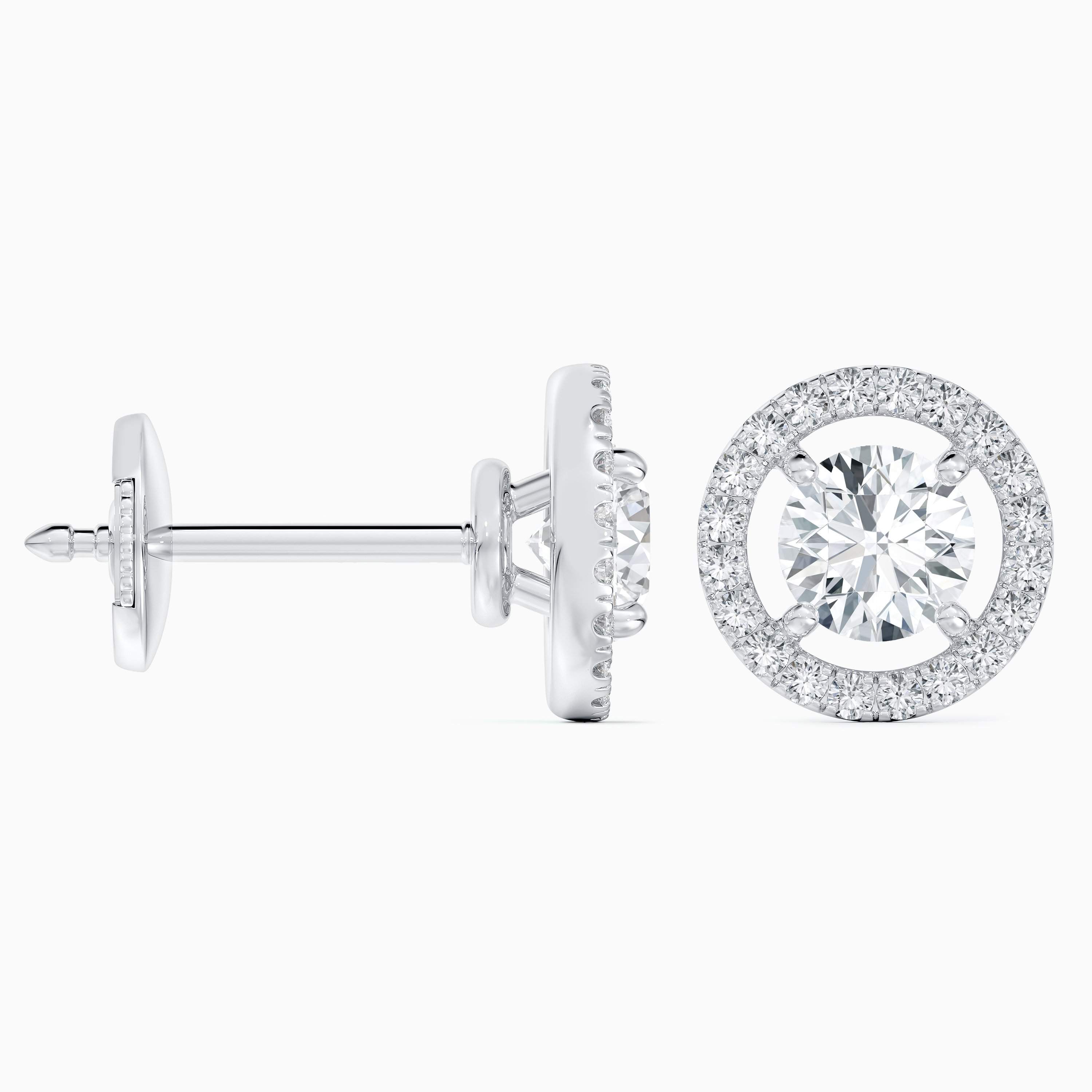 Aura round brilliant diamond studs | De Beers US