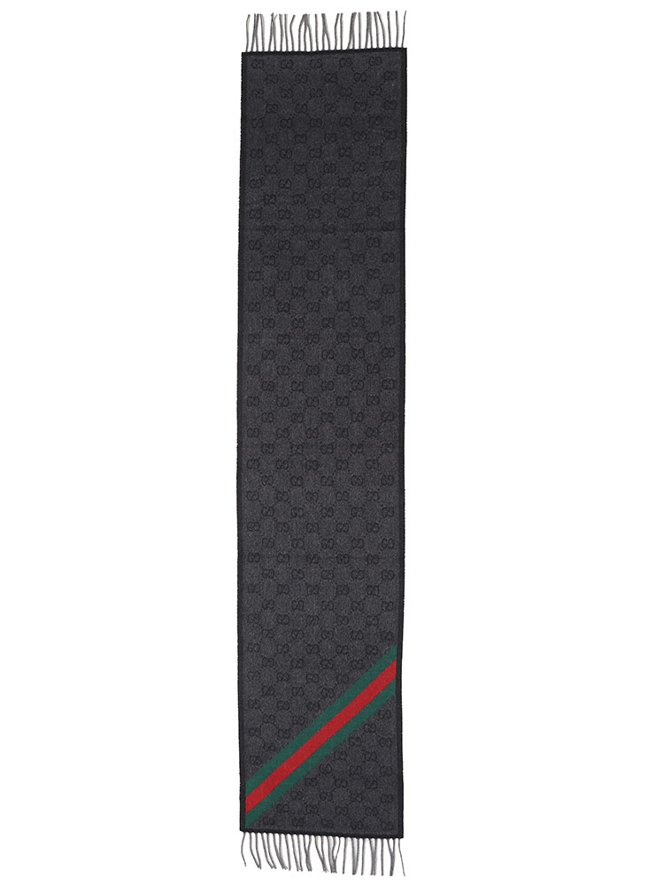 GUCCI (グッチ) ウール GG ウェビングライン マフラー GC5706033G200
