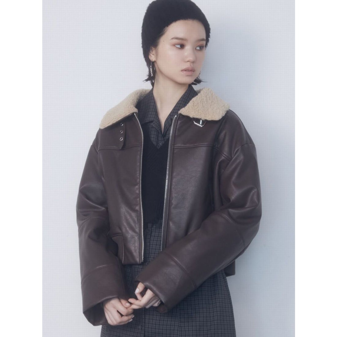 EMODA ショートボアブルゾン（ブラウン） -ファッション通販 FASHION