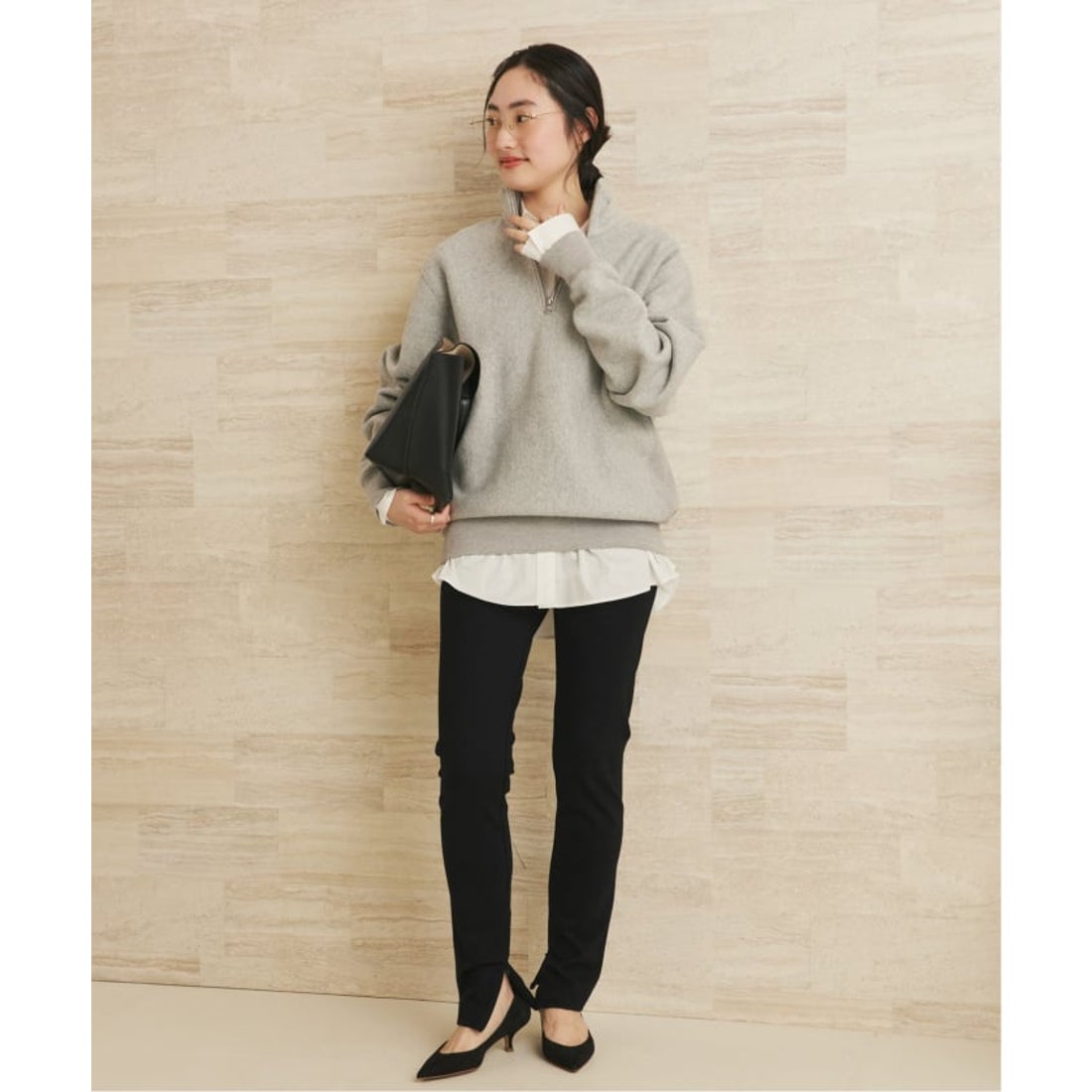 プラージュ Plage 《予約》裏起毛Zip Skinny パンツ （ブラック