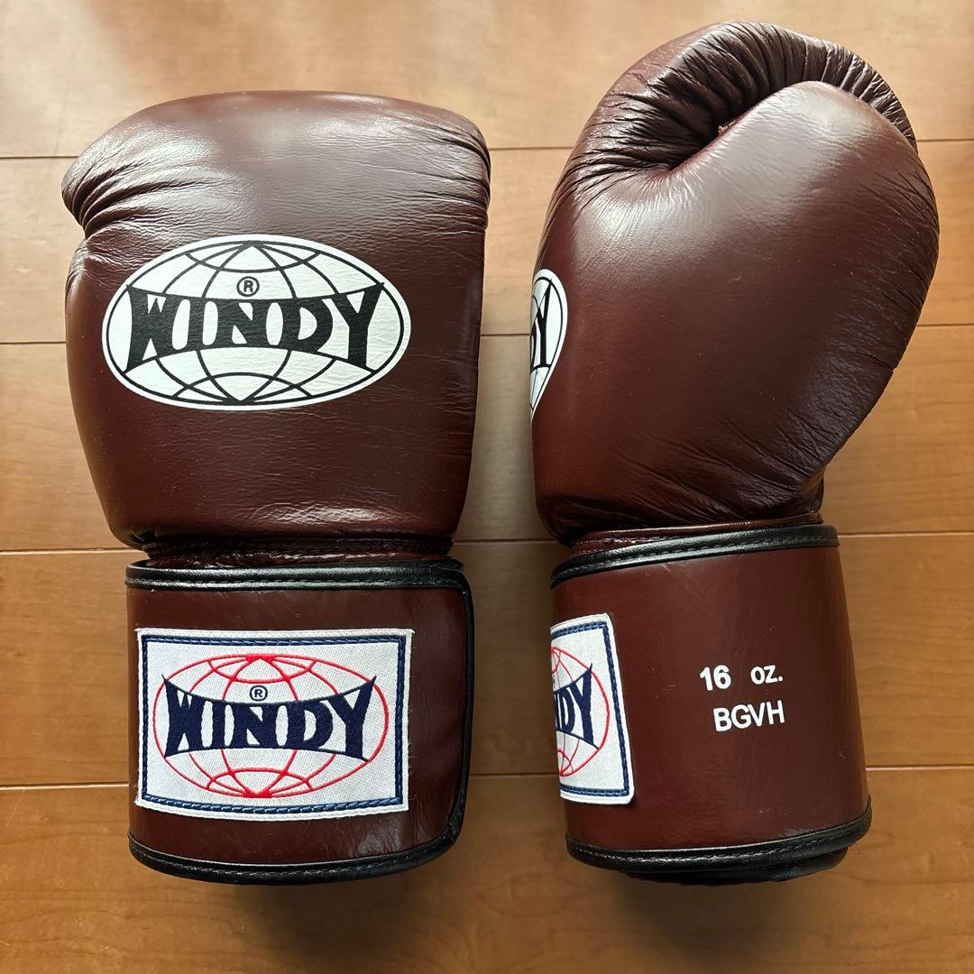 WINDY 16oz BGVH グローブ　マルーン WINDY BOXING GLOVES BGVH LEATHER HOOK & LOOP MAROON BROWN – MSM