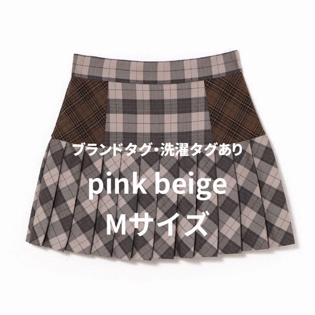 Coco check pleats skirt pink beige Mサイズ ANDMARY】Coco check mini pleats skirt