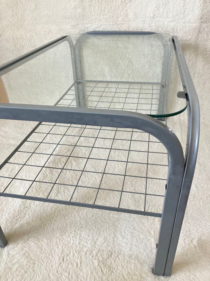 のの様専用 ガラステーブル 昭和 シルバーグレー アイアンフレーム