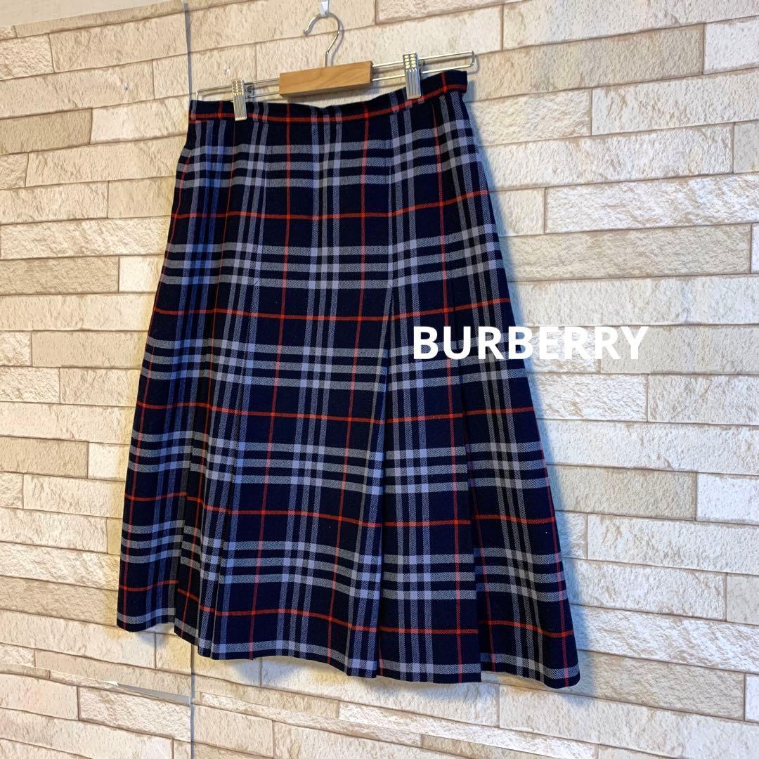 定番 BURBERRY バーバリー チェック柄 ノバチェック スカート ネイビー