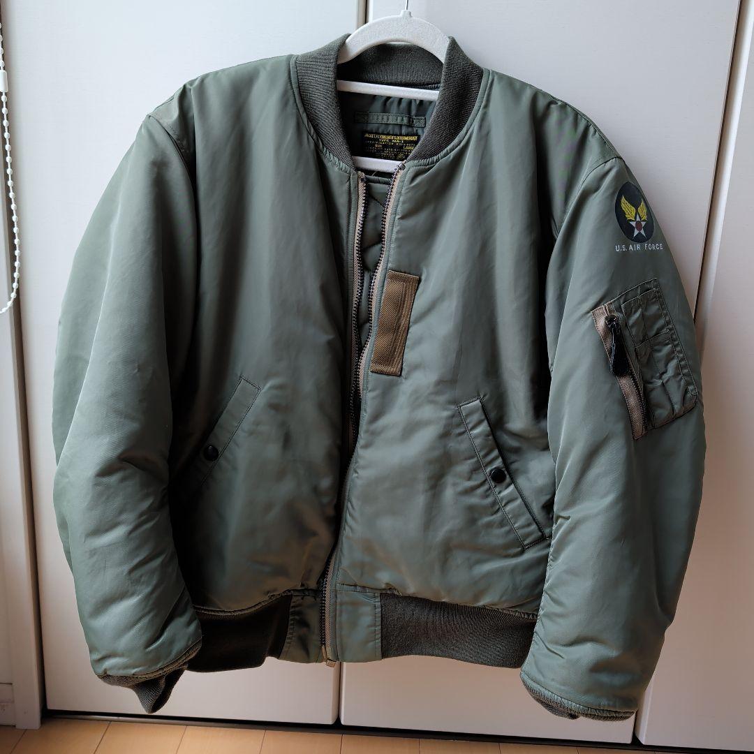 U.S. AIR FORCE MA-1 フライトジャケット Lサイズ AVIREX/美品メンズL/セージ・グリーン系/MA-1フライトジャケット