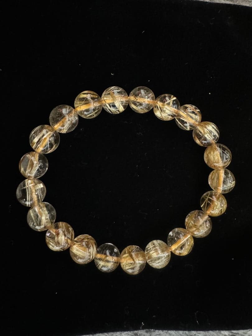 ゴールドルチルクォーツ　ブレス トップクォリティ]ゴールドルチルクォーツブレスレット（約12.5mm玉